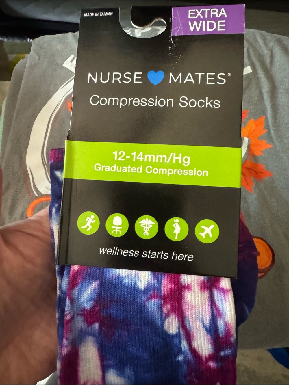 Nurse Mates Tie-Dye Compression Socks in Blue & Pink